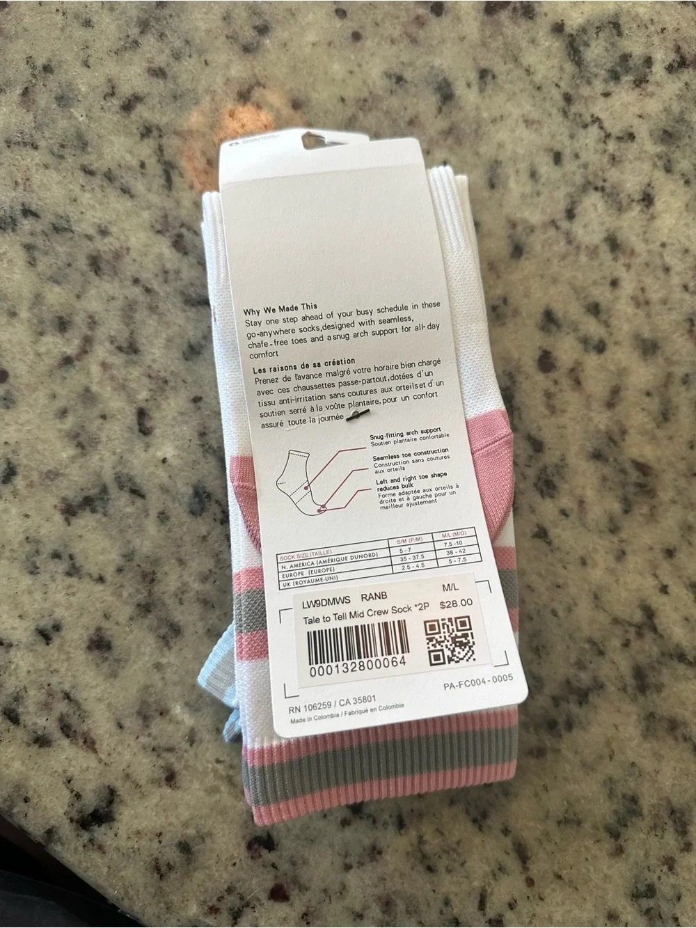 lululemon athletica Tale to Tell Mid-Crew Socks - White, Light Blue & Gray
